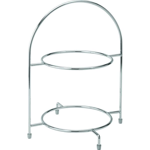 Chrome 2 Tier Cake Plate Stand 12-5 Inch