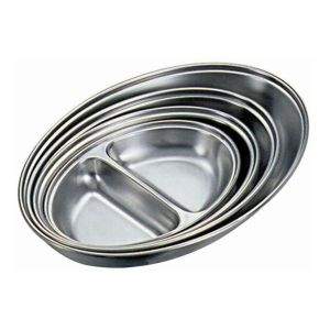 Stainless Steel Two Division Oval Vegetable Dish 30cm/12"