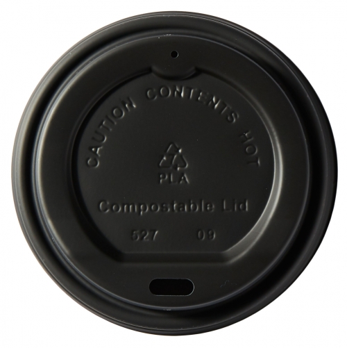 Black Compostable Sip Through Lid for 8oz Disposable Cups