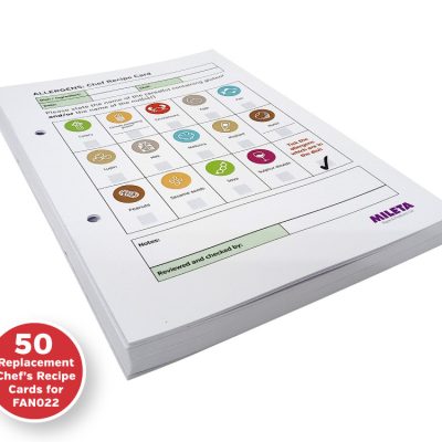 Staff server replacement allergy recipe cards