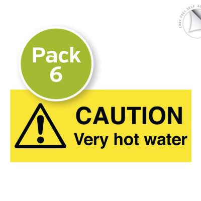 Caution Cery Hot Water Safety Labels pack of 6