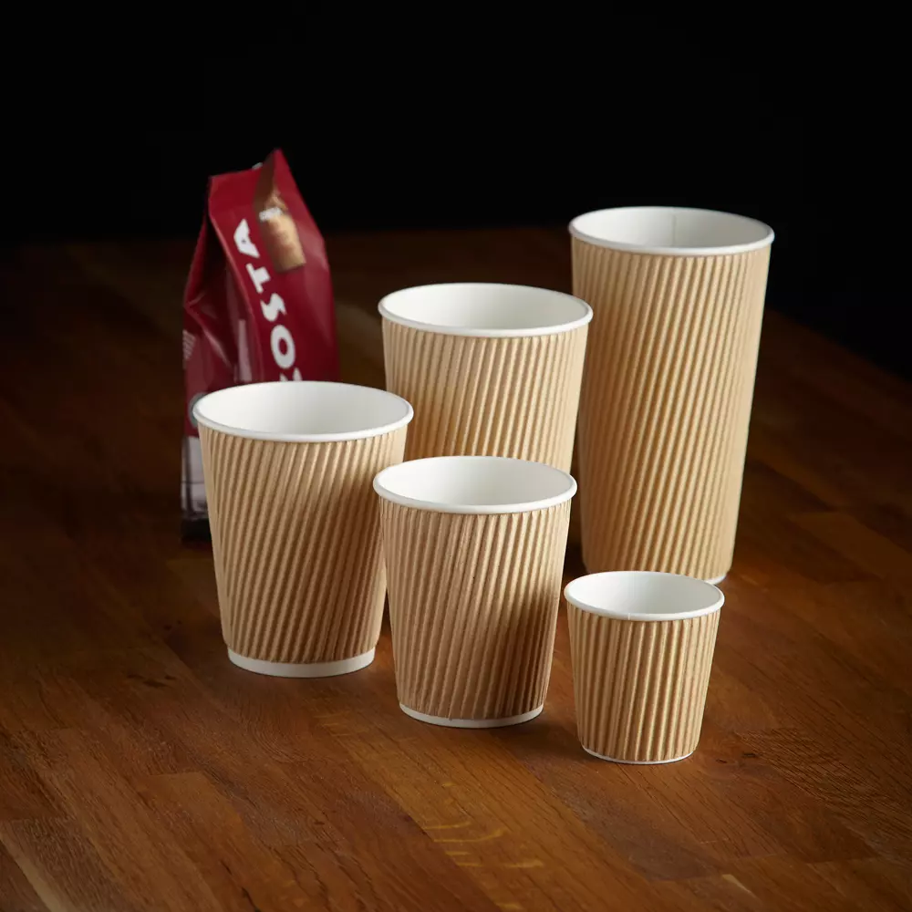 A collection of disposable cups for hot drinks