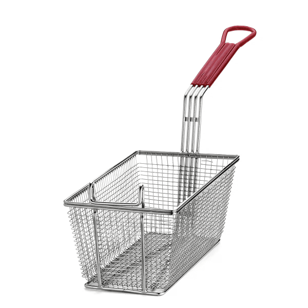 Rectangular Fry Basket With Red Handle