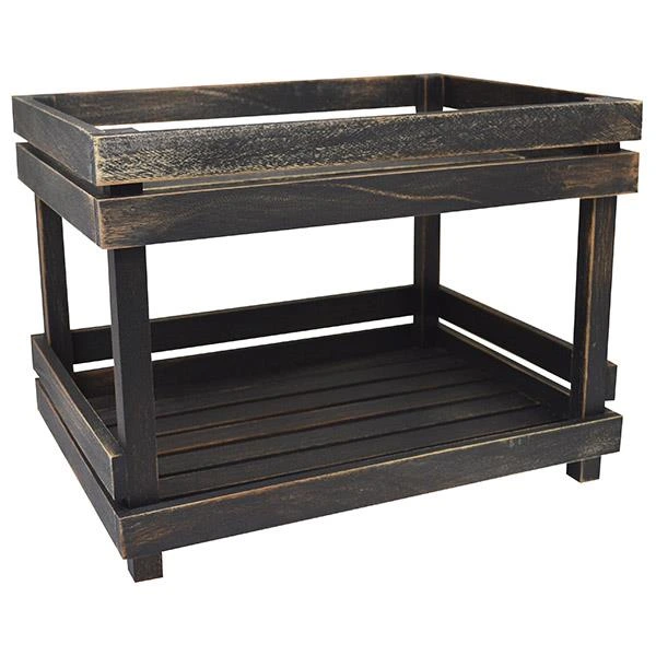 Black Washed Acacia 2 Tier Shelves